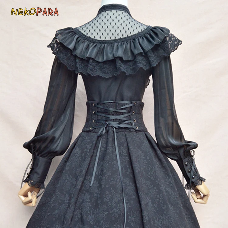 Женская шифоновая блузка с длинным рукавом Прозрачная кружевная в дворцовом