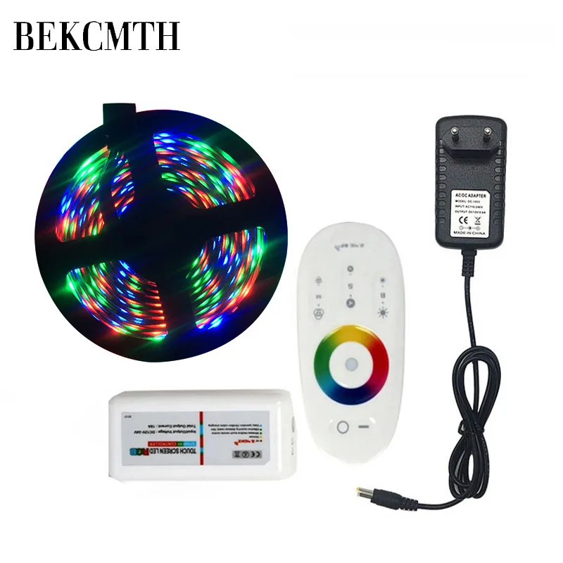 BEKCMTH 5 м 10 м 15 м 20 м Светодиодная лента RGB водонепроницаемый SMD 2835 DC12V rgb струнный диод гибкая лента RF или IR Contoller+ адаптер