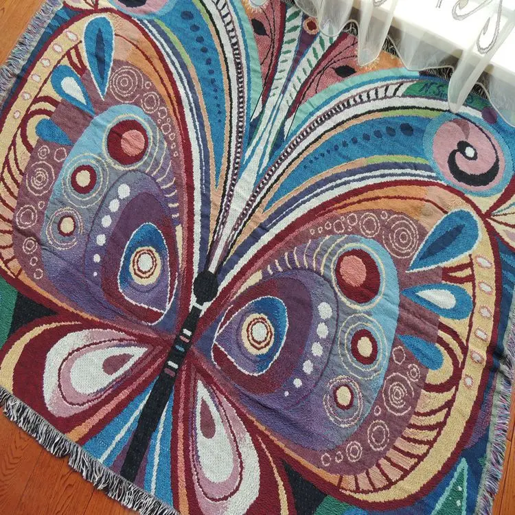 Хлопковое покрывало для дивана с изображением кота собаки павлина декоративный