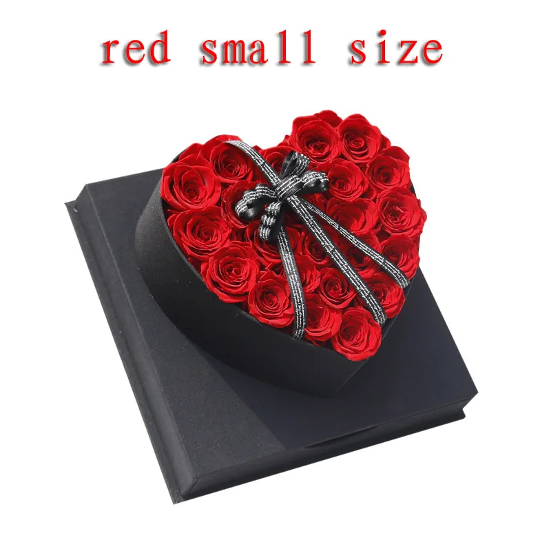 red small size Сохраненные цветы сухие бессмертная Роза подарки коробка DIY подарок сердце коробка День Святого Валентина Рождество Свадебные украшения искусственные цветы - Цвет: red small size