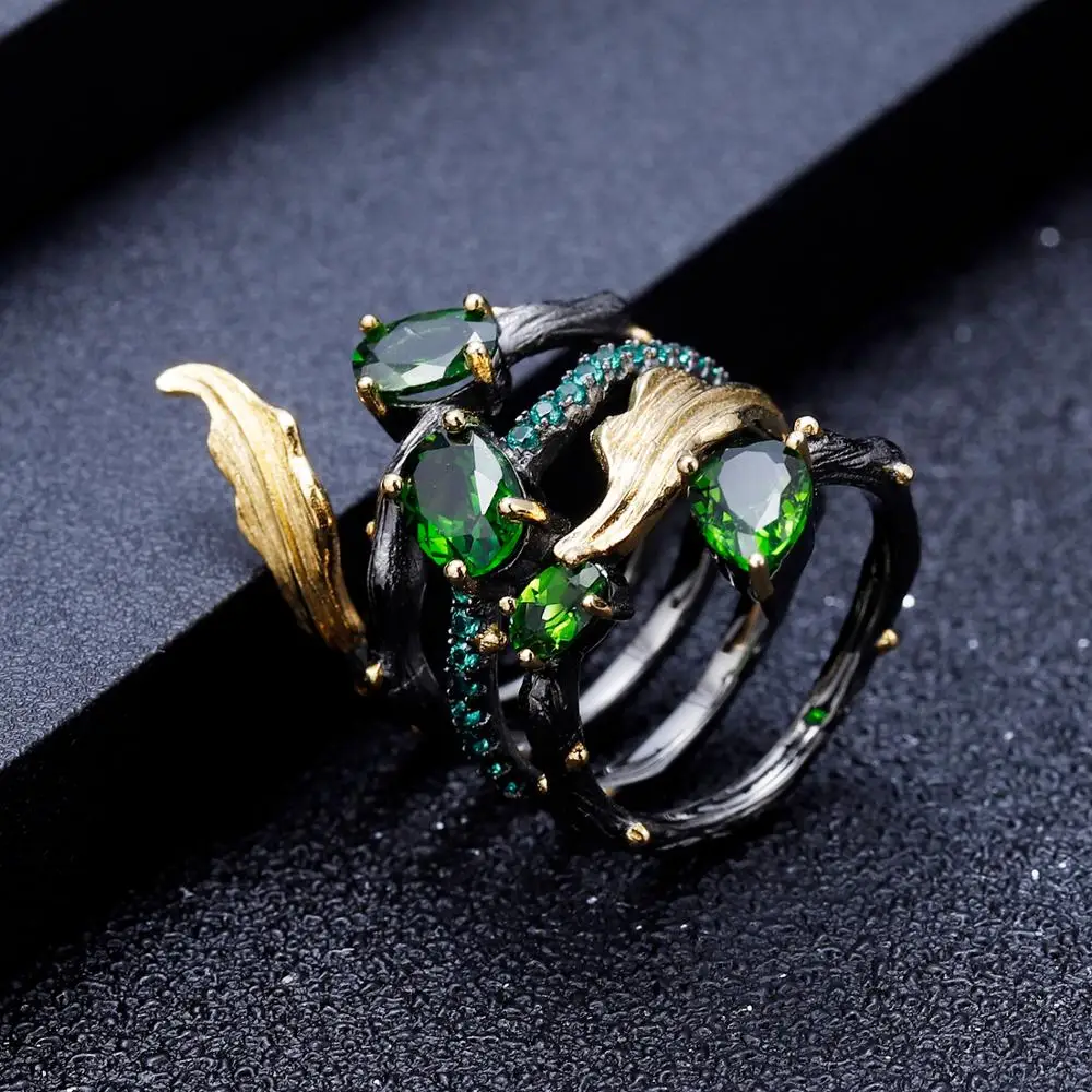 Женские кольца GEM'S BALLET 2.57Ct натуральный хром диопсид кольцо на палец 925 пробы
