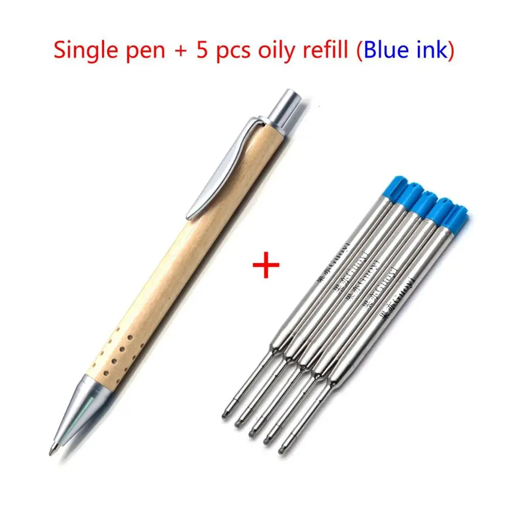Pen-5 Blue refills CCCAGYA A204 новая деревянная шариковая ручка высокого качества для обучения офисным канцелярским товарам школьная подарочная ручка и гостиничная деловая письменная ручка - Цвет: Pen-5 Blue refills