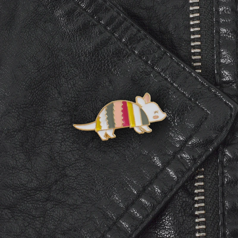 Маленькая эмалированная заколка armadillo розовая симпатичная мультяшная брошка в