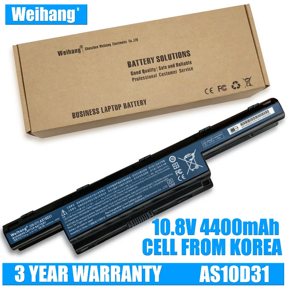 Korea Cell 4400mAh Weihang Battery For Acer Aspire 4741 5551 5552 5551G 5560 5560G 5733 5733Z 5741G AS10D31 AS10D71 AS10D75 5750 |