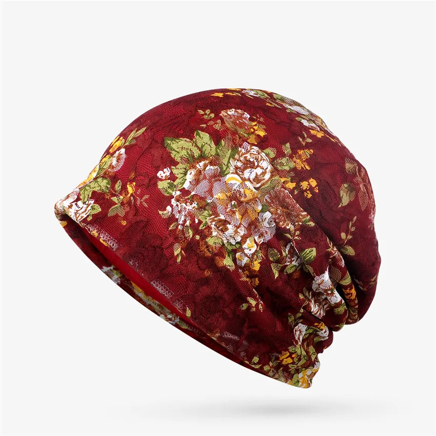 Новинка тонкие женские шапки-тюрбан с кружевным принтом шапочки цветочным для