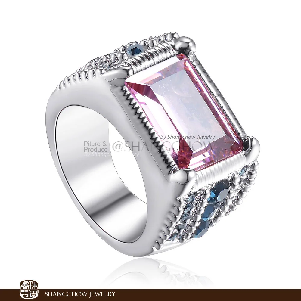 

Новинка! Кольцо из серебра 925 пробы с розовым кунцитом, 26 шт., с голубым кристаллом, R1175