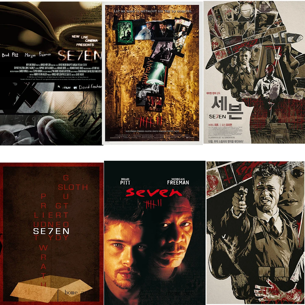 

SE7EN кино плакат четкое изображение наклейки на стену украшение для дома хорошее качество печать белая мелованная бумага домашний арт бренд