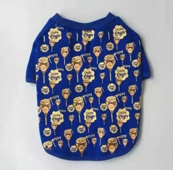 [MPK Store] Французская одежда для бульдога, испанская леденец футболка для полных собак, одежда для полных собак, английский костюм для бульдога - Цвет: Синий