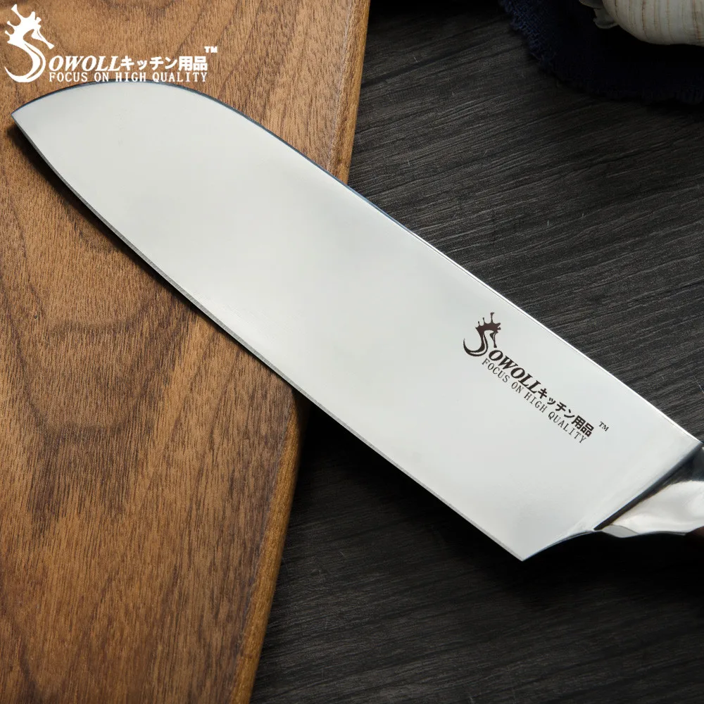 SOWOLL Германия 7Cr17mov кухонный нож из нержавеющей стали шеф повар Santoku набор кухонных