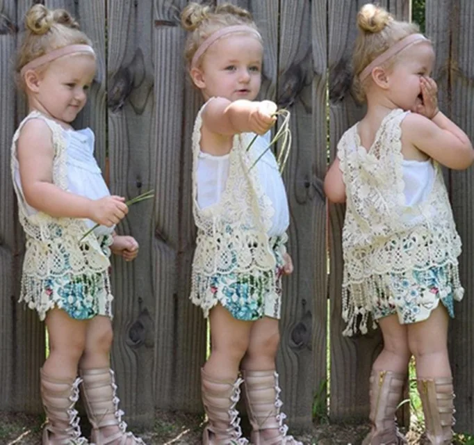 Детский хлопковый джокер в стиле ретро ажурный жилет с бахромой для девочек