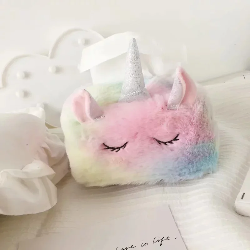 Nooer Colorful Unicorn Plush Shoulder Bag Rainbow Unicorn Plush Toys Tissue Box Girls Plush Toys Birthday Gift - Цвет: tissue box 12x9cm