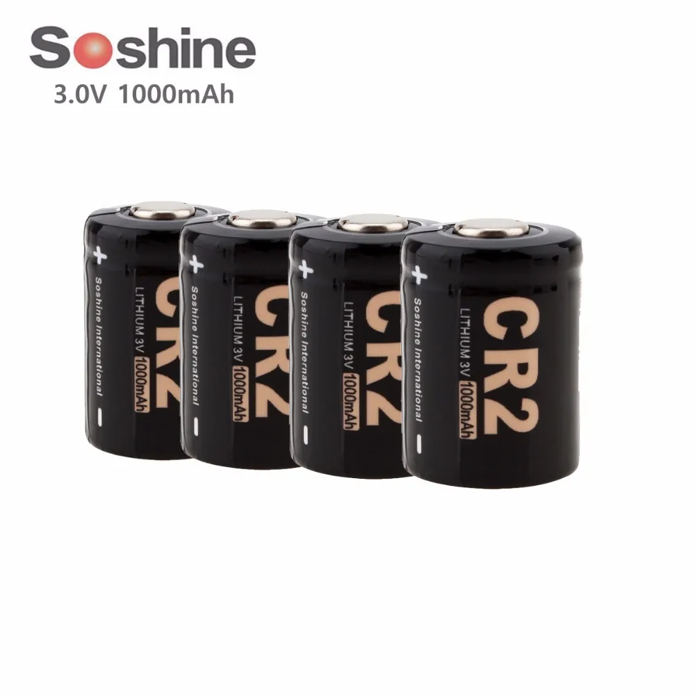 4 шт./лот Soshine 3V 1000mAh батарея CR2 литиевые батареи для светодиодных фонарей фары