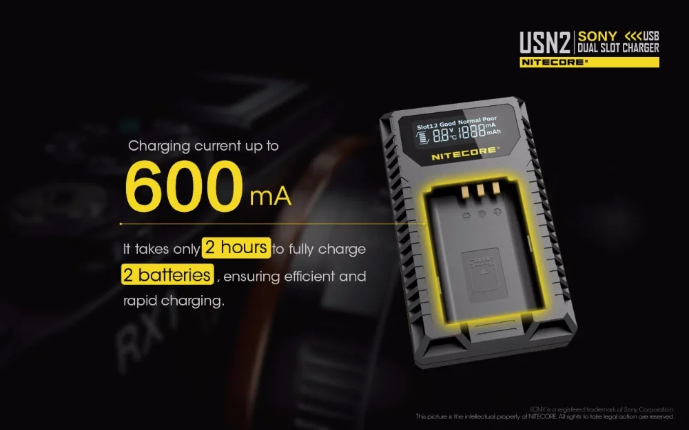 Горячая NITECORE USN2 цифровой двойной слот для путешествий зарядное устройство для камеры для sony NP-BX1 Батарея DSC-HX350 DSC-H400 DSC-HX400 DSC-RX100M5
