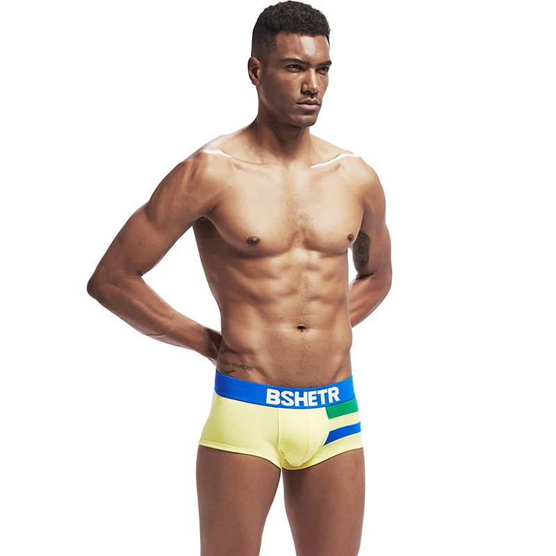 Боксеры BSHETR мужские с выпуклым карманом нижнее белье пикантные трусы домашняя