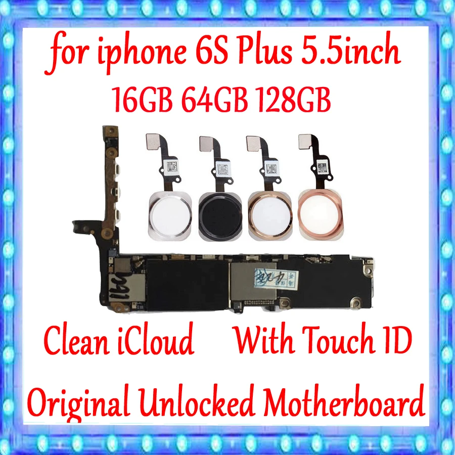 

100% оригинальная разблокированная материнская плата для iPhone 6S Plus с/без Touch ID для iPhone 6SP 6S Plus логическая плата 16 Гб 64 Гб 128 ГБ