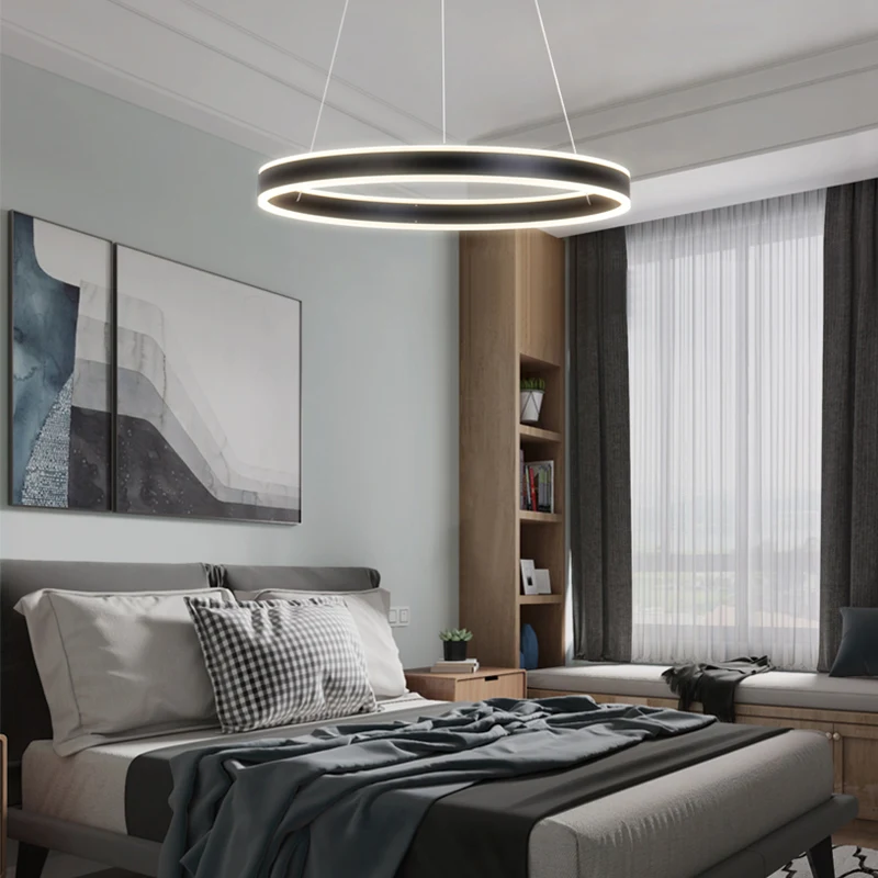 Современный 1 3 шт led кольцо подвесные светильники для кабинета чтения света