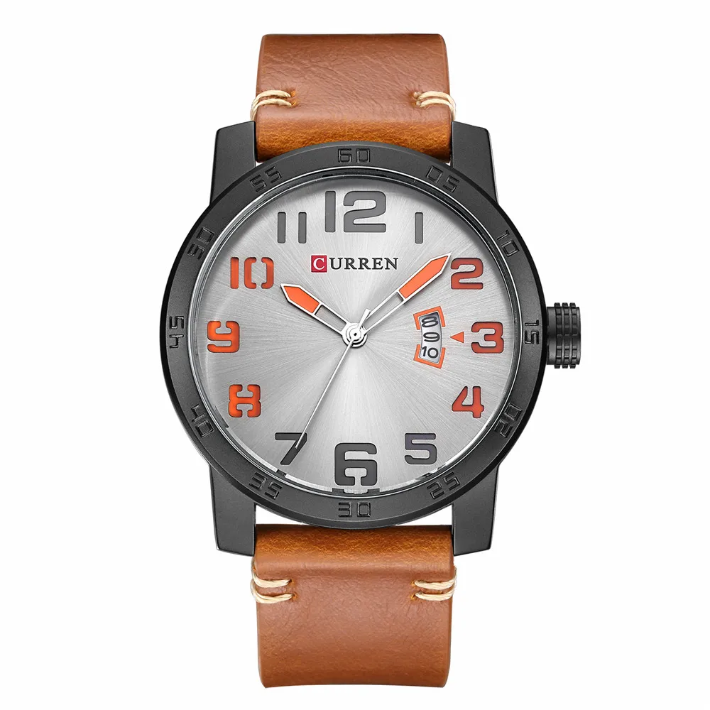 Мужские часы CURREN, брендовые, военные, Reloj, кварцевые, аналоговые, 3D лицо, кожа, армейские, модные часы, спортивные часы, Relogios Masculino - Цвет: black gray