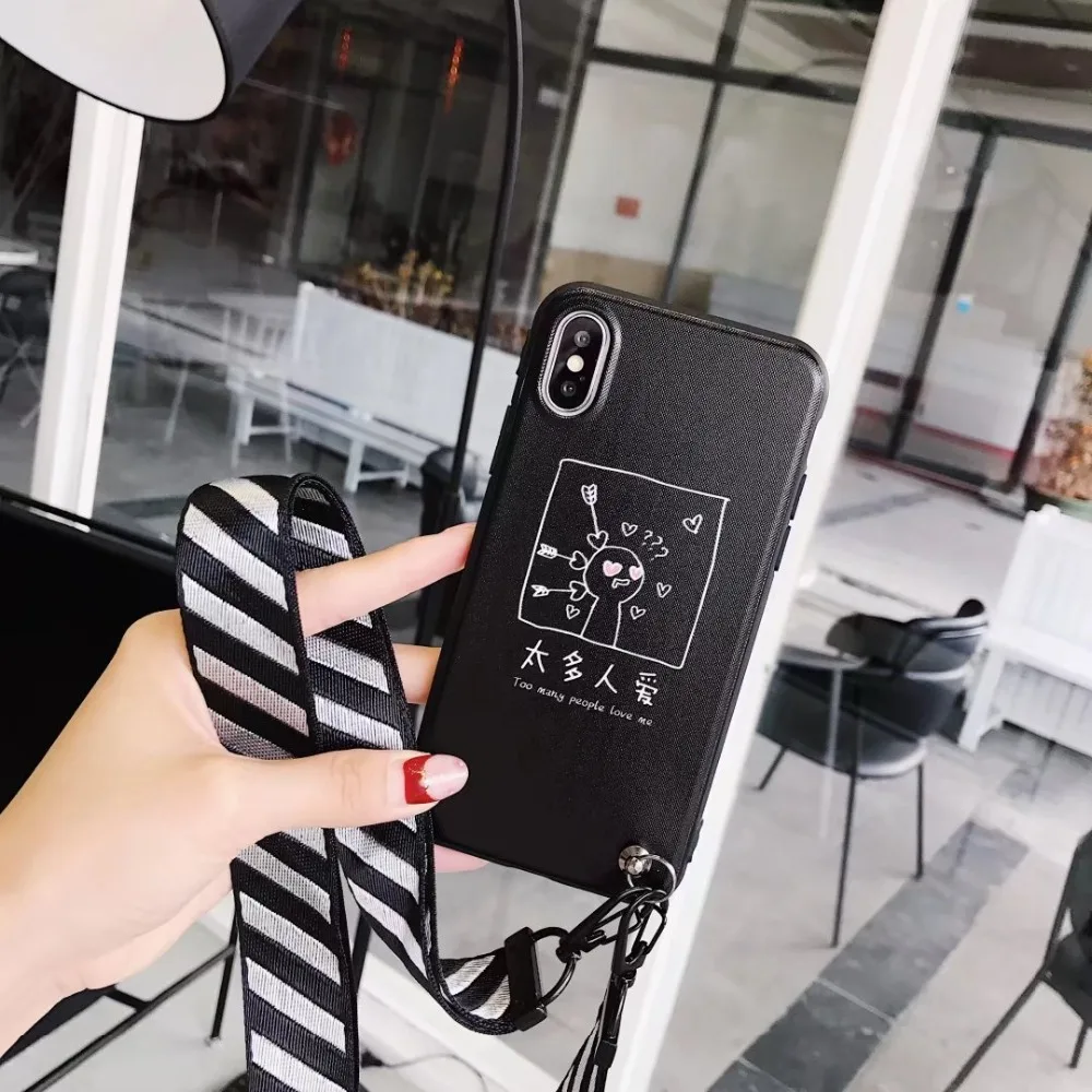 ORYKSZ 3D Cartoon Pig Patterned Phone Case For iPhone 7 Hang Rope Soft Cases Back Cover Coque iPhoneX 8 6 6s plus |