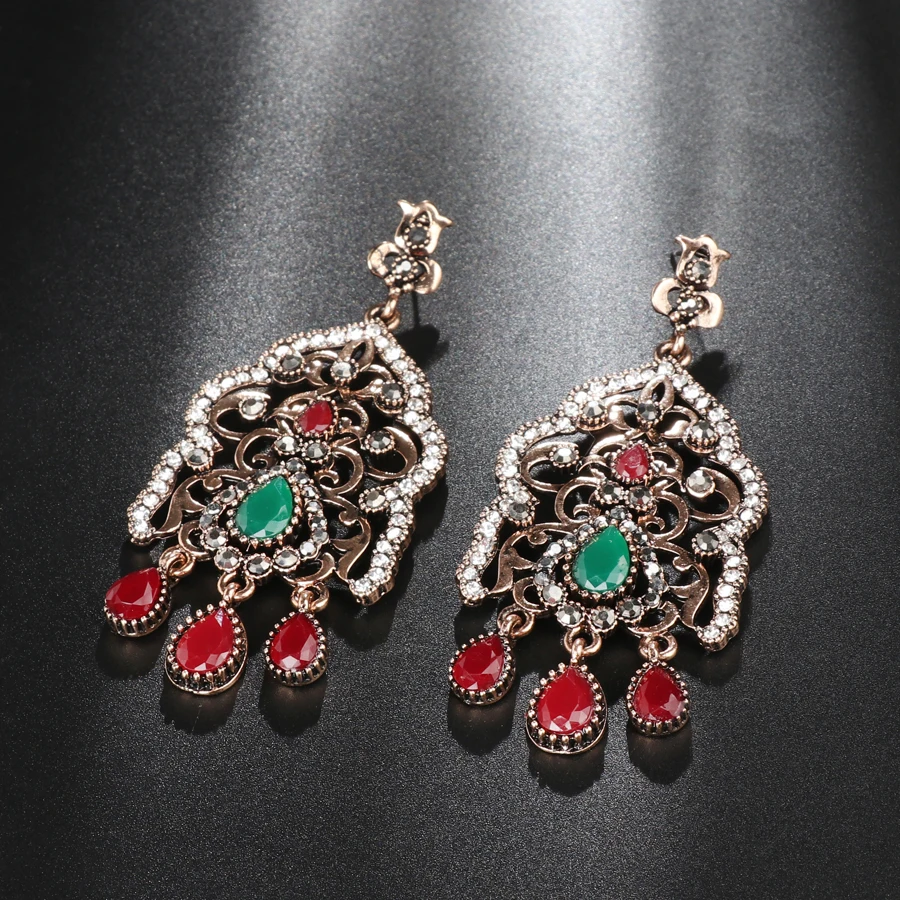 Женские серьги-капельки Kinel большие Винтажные серьги с золотыми кристаллами в