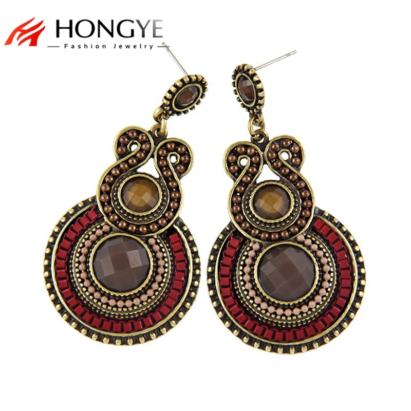

2022 New Retro Exaggerated Ethnic Charm Beads Statement Drop Earrings Women's Fashion Jewelry Boho Brincos