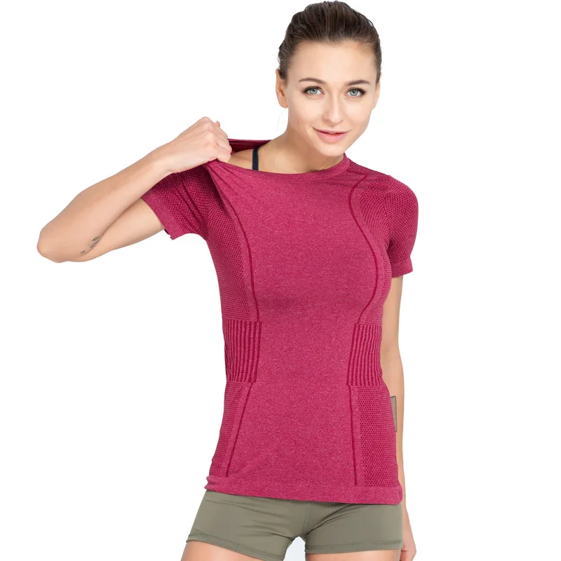 Женская безшовная футболка для йоги активных тренировок сухая посадка