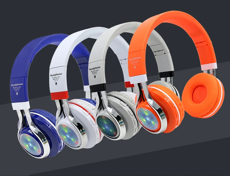 Светящиеся стерео шлем Аудио Bluetooth наушники Беспроводная большая гарнитура спортивные наушники микрофон светодиодный светильник TF FM для ПК телефона