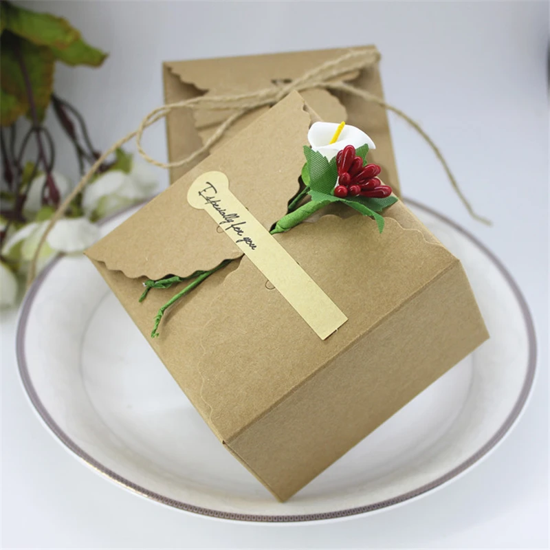 50 шт ретро крафт-бумажная коробка DIY свадебный подарок подарочные коробки, коробочка для конфет на вечеринку, одиночная коробка для торта упаковка для гостей