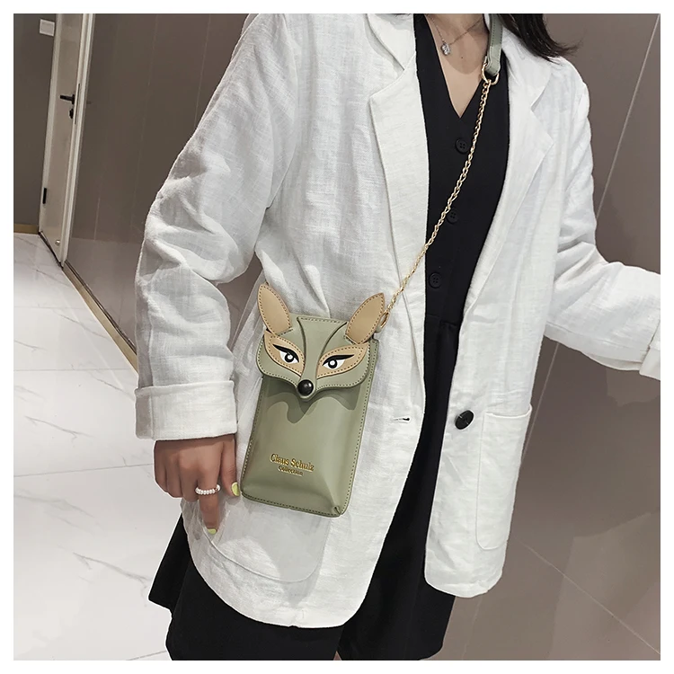 Женские сумки через плечо, Модный маленький кошелек с лисой, сумка для телефона, Дамская мини сумочка для монет, сумка через плечо для женщин, милый подарок для девушки