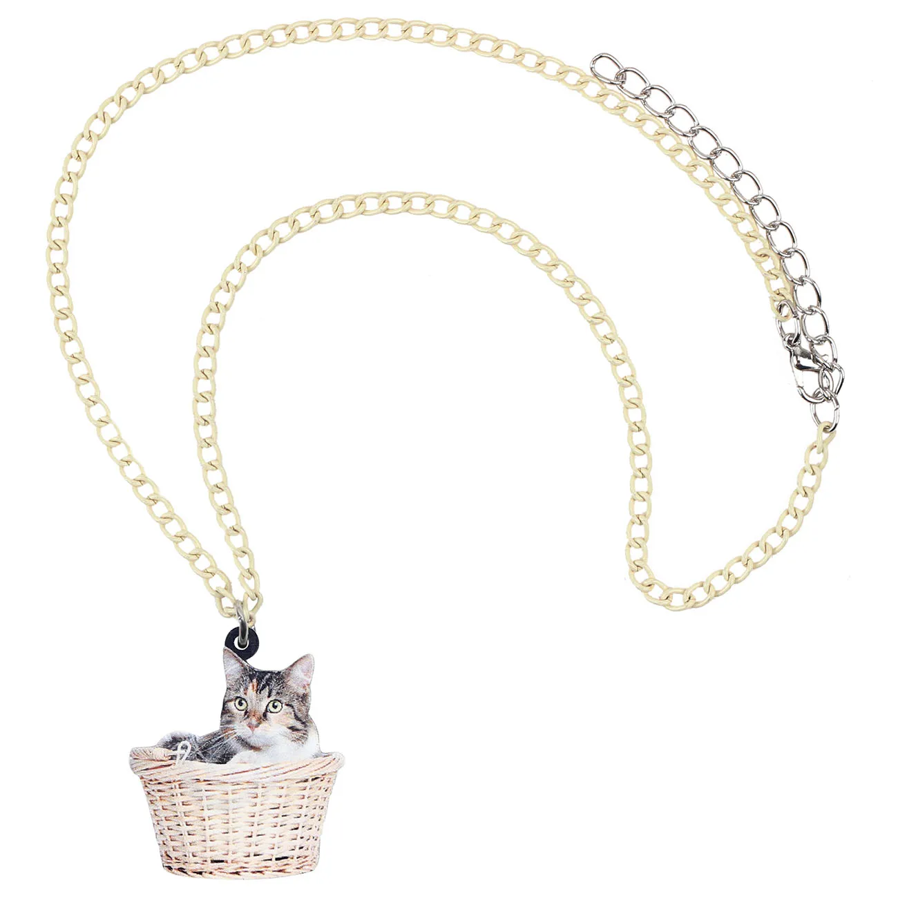 Акриловое ожерелье WEVENI в виде корзины котенка кота подвеска колье мультяшное