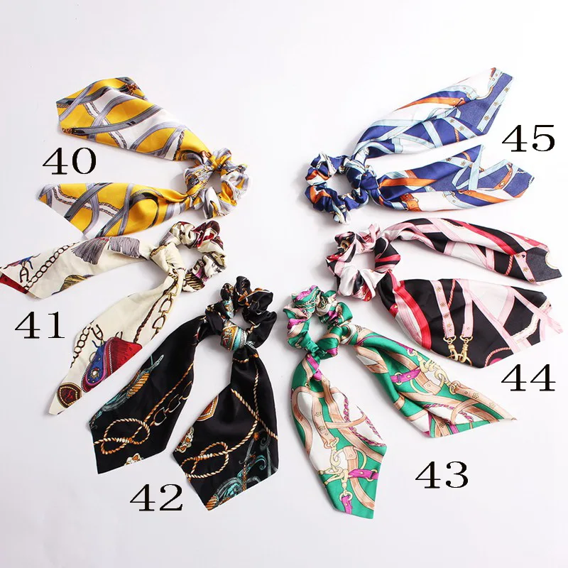 Vintage Women Headwear Turban DIY Bow Streamers Hair Scrunchies Ribbon Ties Horsetail Head Wrap Accessories F307 |