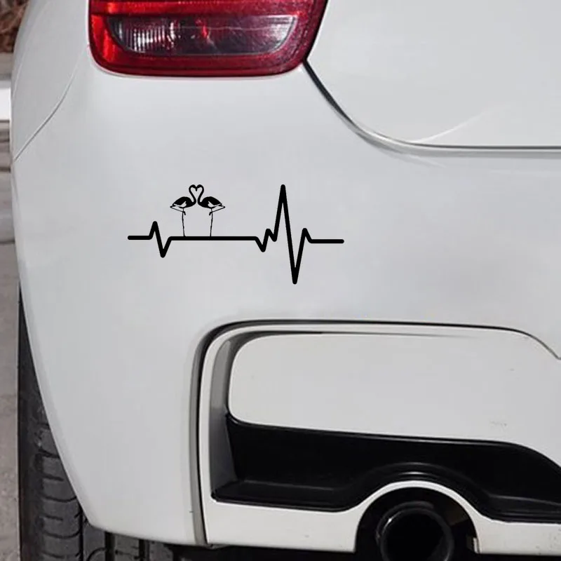 QYPF 18 1 см * 8 3 Модная линия сердечного ритма животное фламинго птица автомобильная