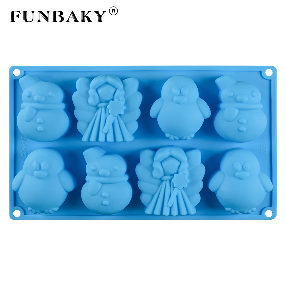 FUNBAKY 8 полости 3D Свадебные силиконовые формы для пирога украшения животные инструмент для выпечки инструменты силиконовая форма