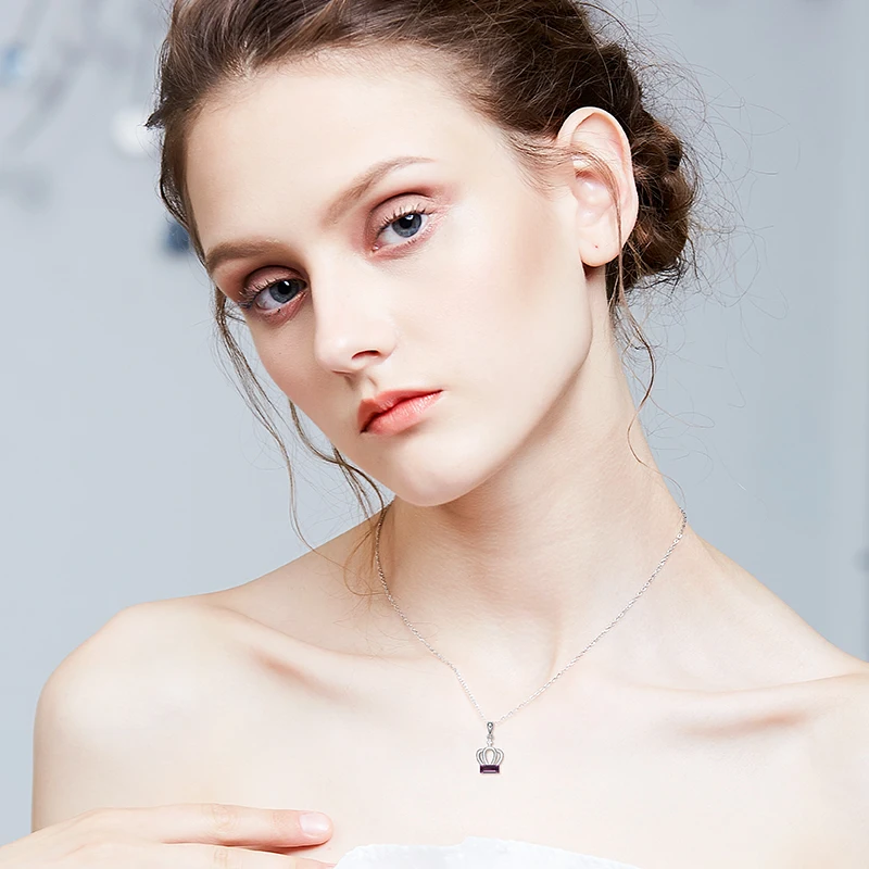 

Cdyle Crown Charms For Lover Valentine's Day Embellished with crystal Pendant Bijoux Necklace Women Girlfriend