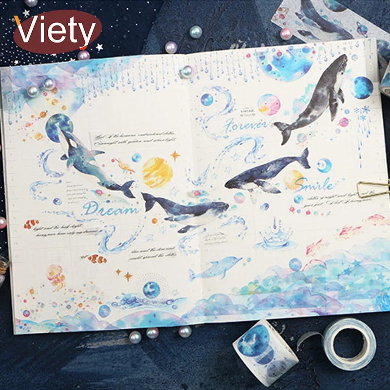 

1.5-5cm*5m Whale Starry Washi Tape Masking Tape Decorative Diary Scrapbook Planner Stickers Kawaii Stationery School Supplies