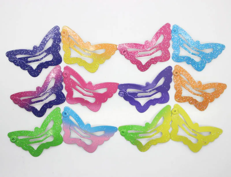 12 шт./лот заколки для волос в форме бабочки аксессуары радужные градиентные