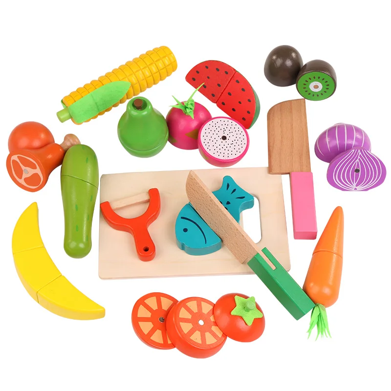Деревянная коробка кухонные игрушки реальная жизнь резка фруктов овощей игра