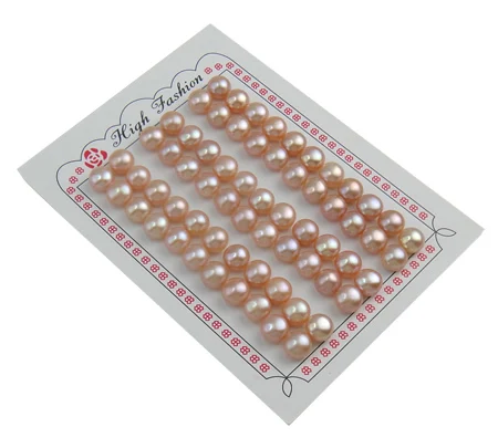 

Half Drilled Cultured Freshwater Pearl Beads, Round, natural, half-drilled, pink, 8-8.5mm 33Pairs/Lot, Sold By Lot