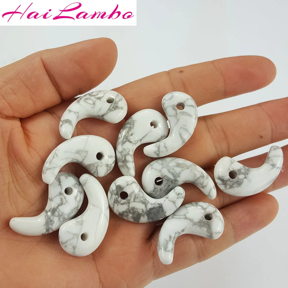 HaiLambo красивый камень Howlite резной кулон Magatama бусина Comma Классическая бижутерия на