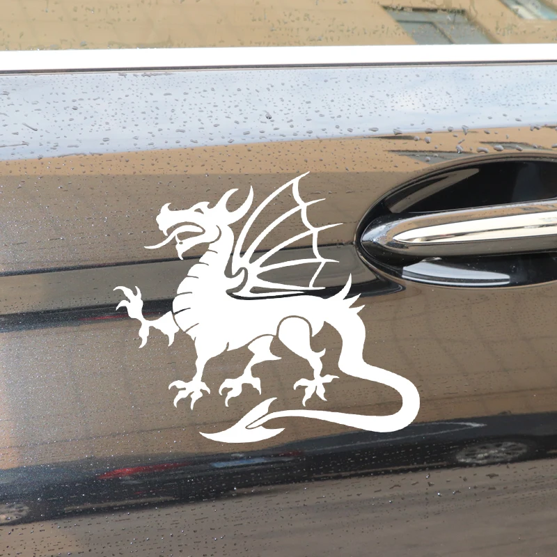 

YJZT 16.9CM*15CM Mythological Animal Dragon Car Sticker Car Door Decorate Vinyl Decal Black/Silver C4-2237