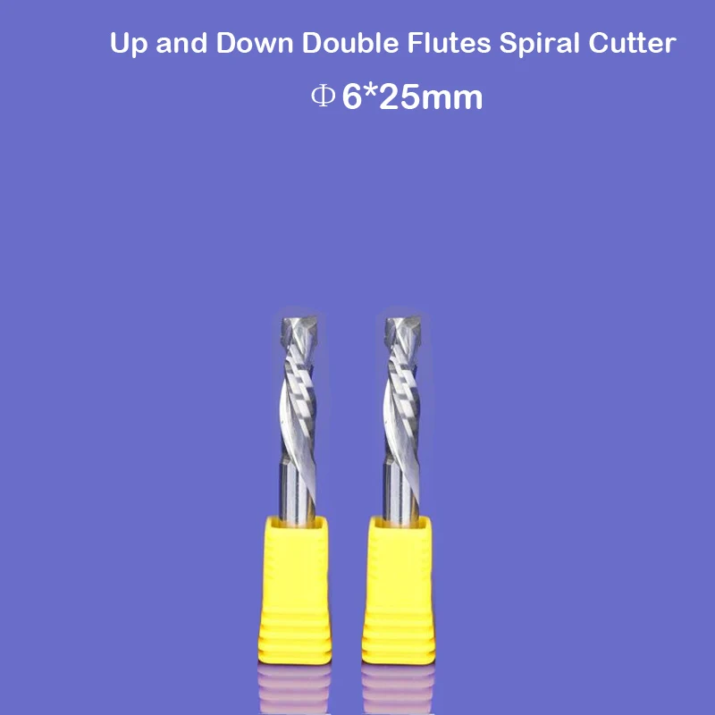 売却 10 ピース上下カット 6 × 25 ミリメートルダブルフルート超硬ミルツールカッター CNC 木工ルーター、圧縮木材ルータービット