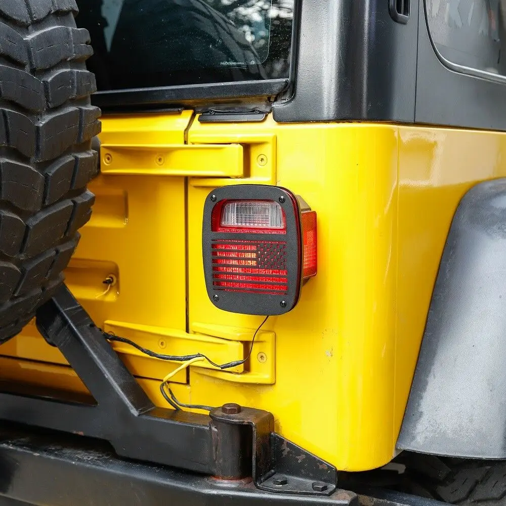 2 Tailight защитный чехол флаг США-никогда не ржавеет подходит 1997-2006 для Jeep Wrangler YJ TJ |