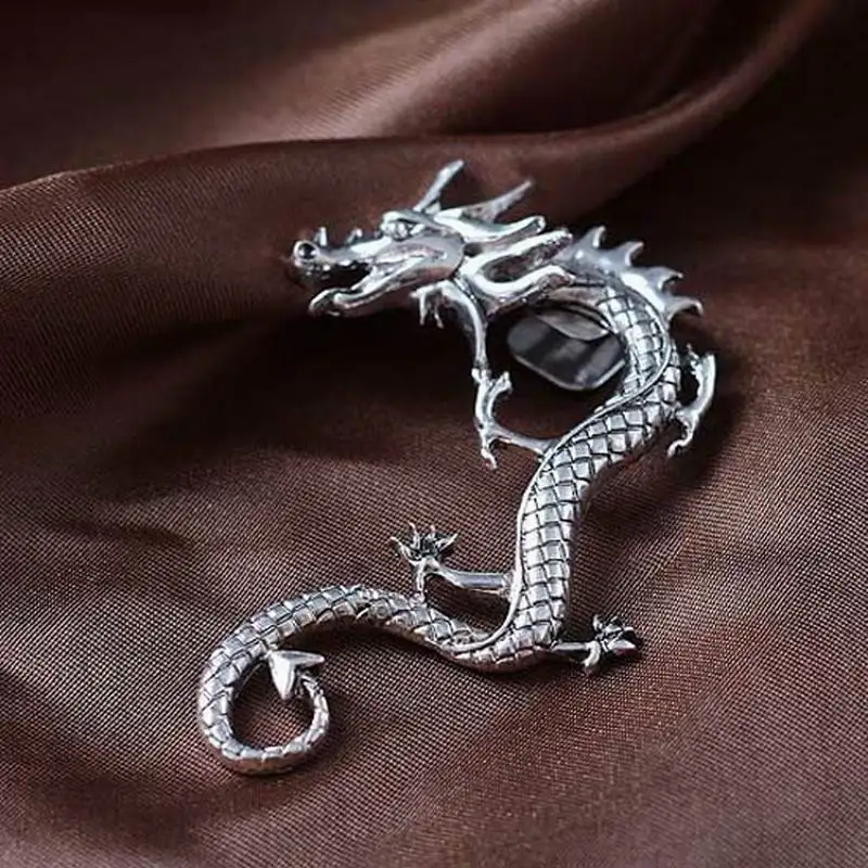 silver plated B Винтажные серьги-клипсы в стиле панк с драконом черного и серебряного цвета для мужчин и женщин, женские серьги-манжеты, мужские ювелирные изделия - Окраска металла: silver plated B
