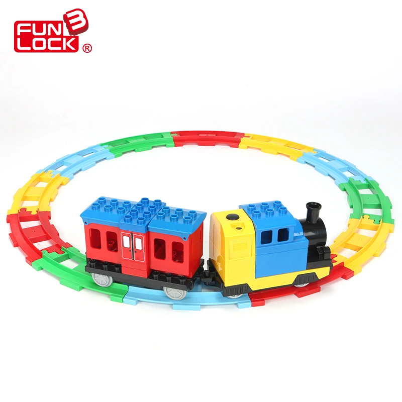

Funlock Duplo Building Blocks Toys Train Set with Railway Assemble Bricks Creative Educational Gift Present for Kid Children