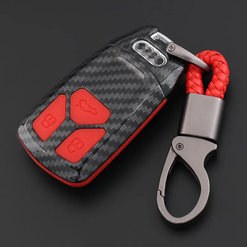 Carbon Fibre Red ABS силикон из углеродного волокна для hyundai KONA Encino автомобильный чехол для ключей Защитная крышка оболочки брелок acce автомобильные аксессуары - Название цвета: Carbon Fibre Red