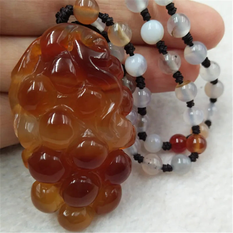 Natural agate chalcedony authentic carved pendant grape fruitful cb29# | Украшения и аксессуары