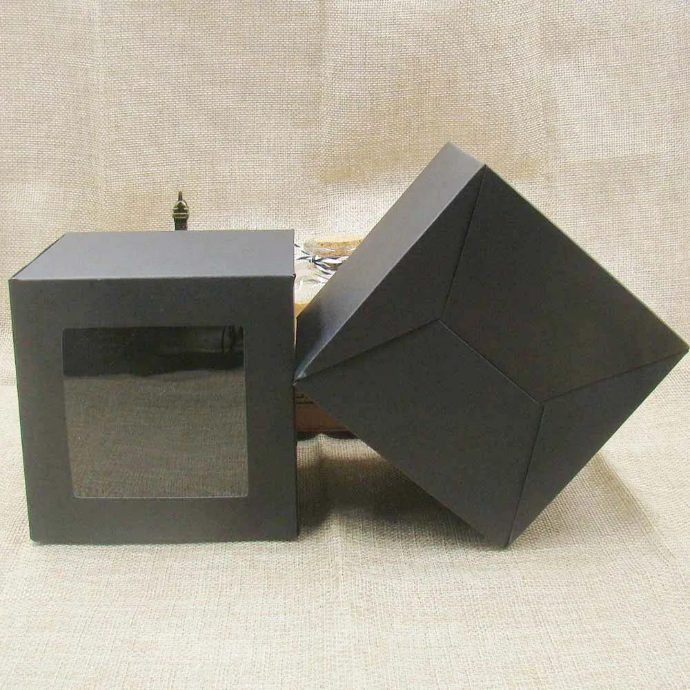 10*10* 10cm30pcs крафт-коричневая Свадебная коробка для конфет с прозрачное ПВХ окошко, Подарочная коробка на день рождения. Свадебные Сувениры Коробка с окошком
