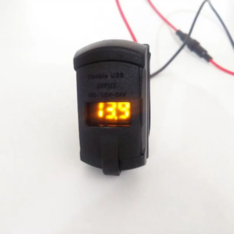 Оранжевый KOWELL 12 В 4.2A автомобильный мото двойной порт 2USB зарядное устройство адаптер розетка разветвитель светодиодный вольт метр измеритель напряжения переключатель панель - Название цвета: Оранжевый