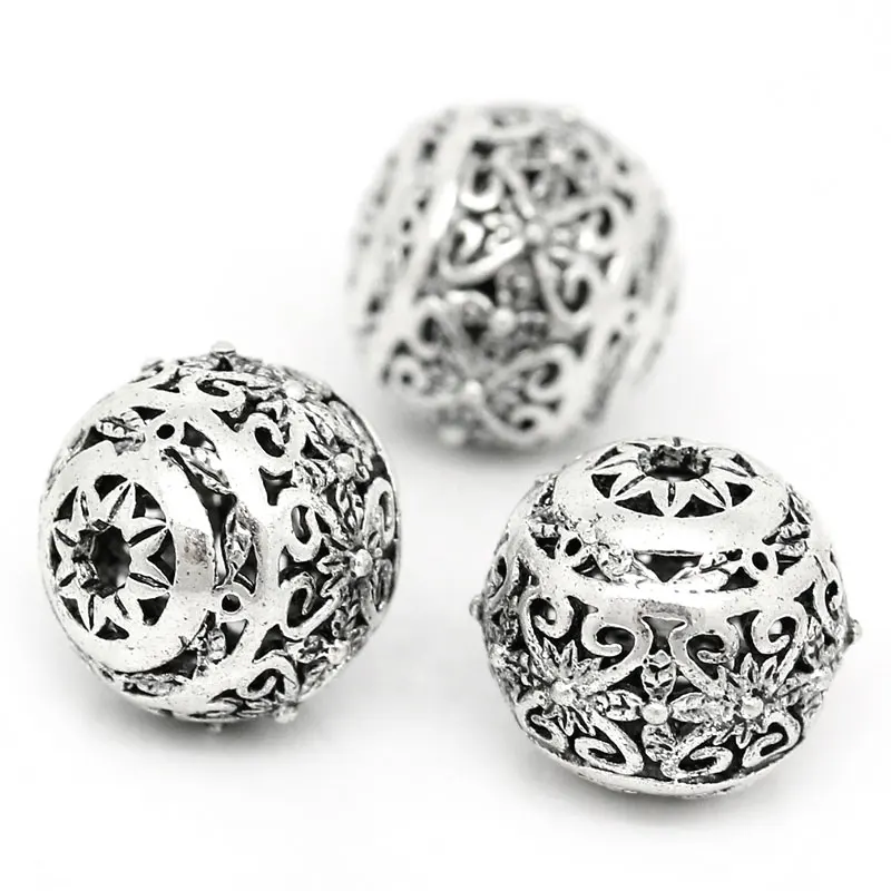 10 шт. античный Серебристый Металлический бисер украшения круглые
