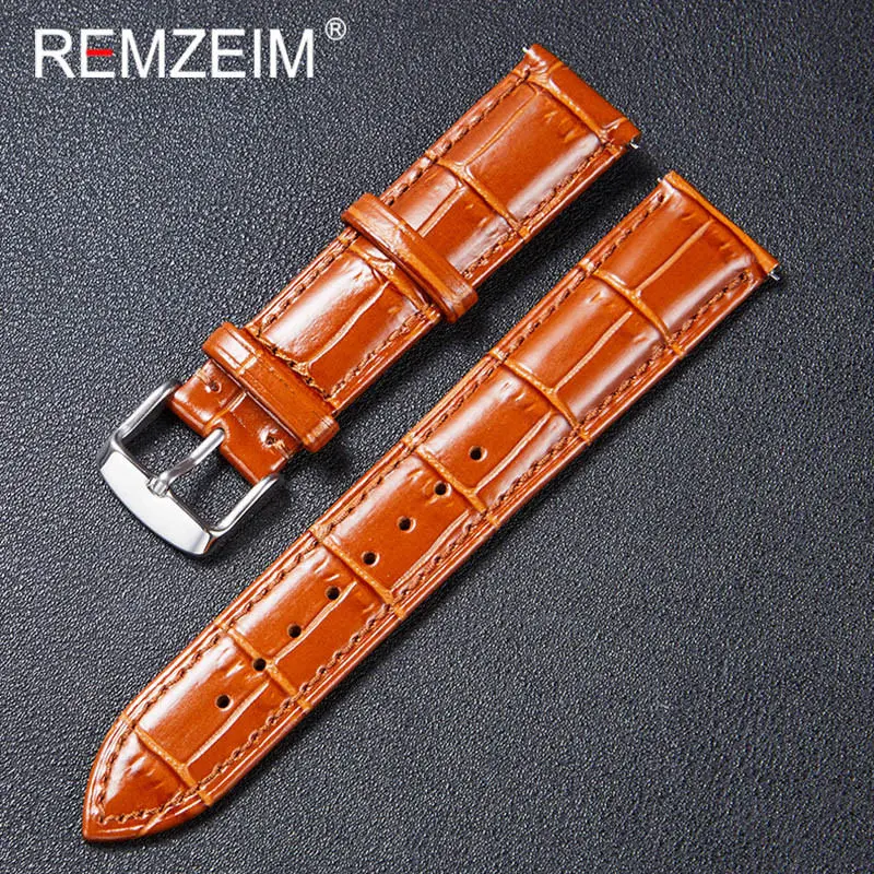 18mm 20mm 22mm Double Sided Genuine Leather Watch Band Strap Quick Release Cowhide Watchband Belt With Steel Buckle Free Tool