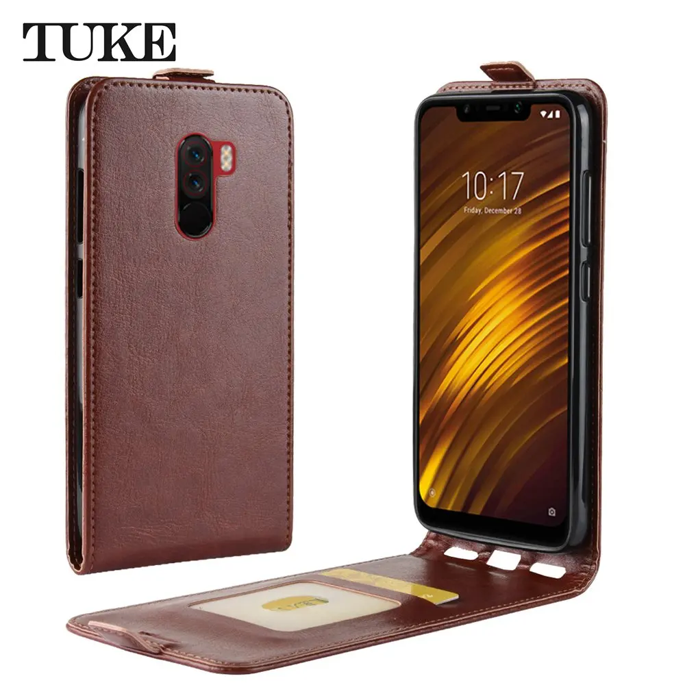 Кожаный чехол для Xiaomi Mi Pocophone F1 задняя крышка Вертикальный флип кошелек Накладка
